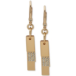 Gold-Tone Pave Shaky Tag Drop Earrings