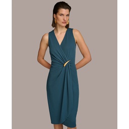 Womens Sleeveless Draped Jersey Midi Dress