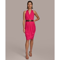 Womens Belted Sheath Dress