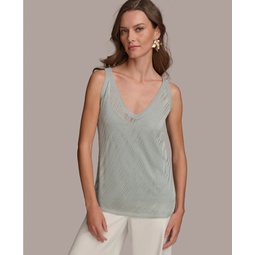 Womens Crystal Detail Pointelle Sweater Tank