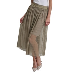 Womens Plisse Embossed-Waist Midi Skirt