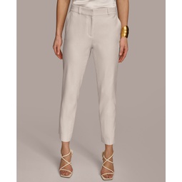 Womens Flat-Front Straight-Leg Pants