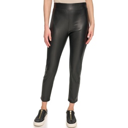 Womens DKNY Faux Leather Pull-On Leggings