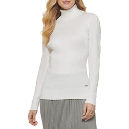 Womens DKNY Solid Ribbed Turtleneck