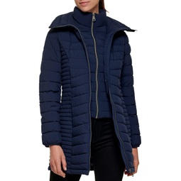 Womens DKNY Packable Bib Front Jacket