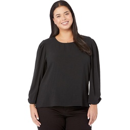 DKNY 3/4 Ruched Sleeve Top