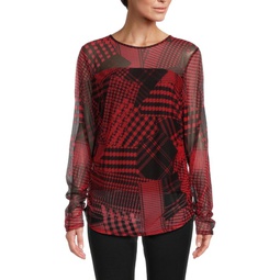 Print Ruched Long Sleeve Top