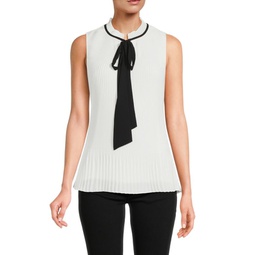 Pleated Tie Front Blouse