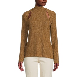 Ribbed Cutout Highneck Sweater