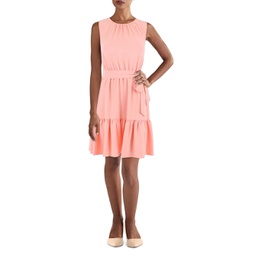 womens tiered above knee fit & flare dress