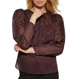womens crewneck textured blouse