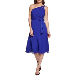 womens belted midi cocktail and party dress