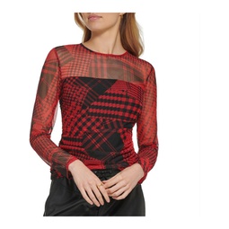 womens animal print mesh pullover top