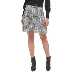 womens animal print mini pleated skirt