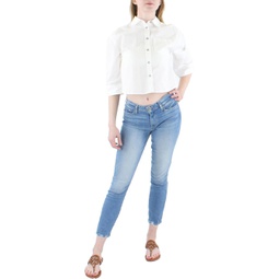 womens cotton cape sleeves button-down top