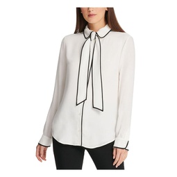 petites womens button-down collared blouse