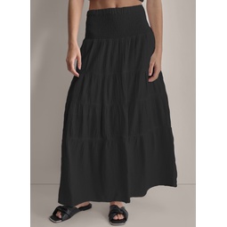 SMOCKED WAIST MIDI SKIRT