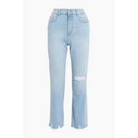 Patti cropped distressed mid-rise straight-leg jeans