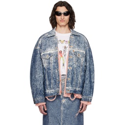 Blue Acid Wash Denim Jacket 241038M177000