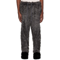 Gray Beastly Legs Faux Fur Trousers 232038M191006