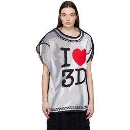 Gray   White I Heart 3D Sweater 241038F096000
