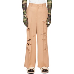 Beige Destroyed Trousers 231038M191008