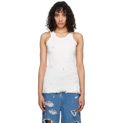 Off White Destroyed Tank Top 231038F111002