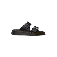 Black Josef Leather Buckle Slide Sandals 241399F124010