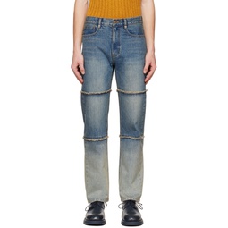 SSENSE Exclusive Blue Block Paneled Jeans 222520M186002