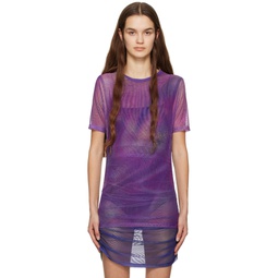 Purple Glitch Print T Shirt 231520F110001