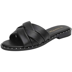 DREAM PAIRS Women s Cute Slip On Studded Flat Slides Sandals