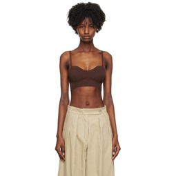 Brown Cropped Tank Top 231358F111002