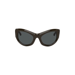SSENSE Exclusive Brown Linda Farrow Edition Goggle Sunglasses 231358F005009