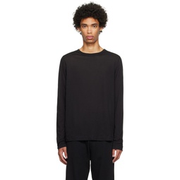 Black Semi Sheer Long Sleeve T Shirt 232358M213002