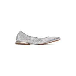 Silver Glitter Ballerina Flats 241358F118000
