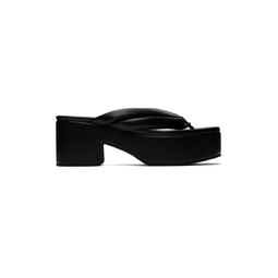Black Padded Leather Heeled Sandals 241358F124001