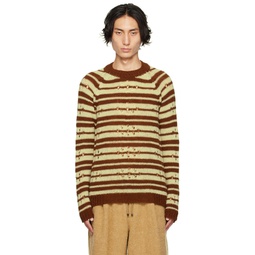 Brown   Green Striped Sweater 232358M201013