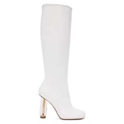 White Cylindrical Heel Boots 231358F115004