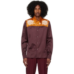 Purple   Orange Embroidered Shirt 231358M192025