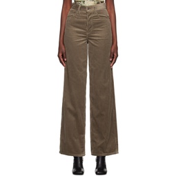 Taupe Button Fly Trousers 232358F087024