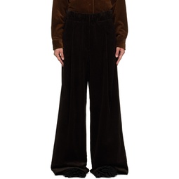 Brown Pleated Trousers 232358F087018