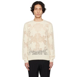 Off White Floral Sweater 232358M201025