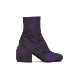 Purple Floral Zip Boots 231358F113007