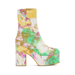 Multicolor Floral Platform Boots 231358F113009