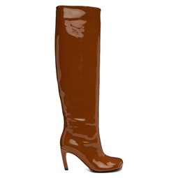 Brown Structured Tall Boots 222358F115000