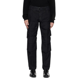 Black Garment Dyed Cargo Pants 232358M188003