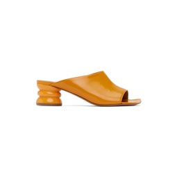 Orange Block Heeled Sandals 231358F121000