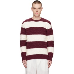 Off White   Burgundy Striped Sweater 231358M201033