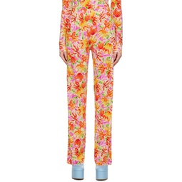 Yellow Floral Trousers 231358F087002