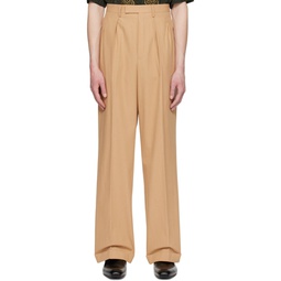 Beige Pleated Trousers 231358M191034